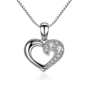 (image for) Pandora Style Silver Sparkle Heart Necklace - SCN028