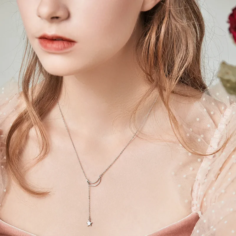 (image for) Pandora Style Silver Star and Moon Fairy Necklace - SCN108 - View 2