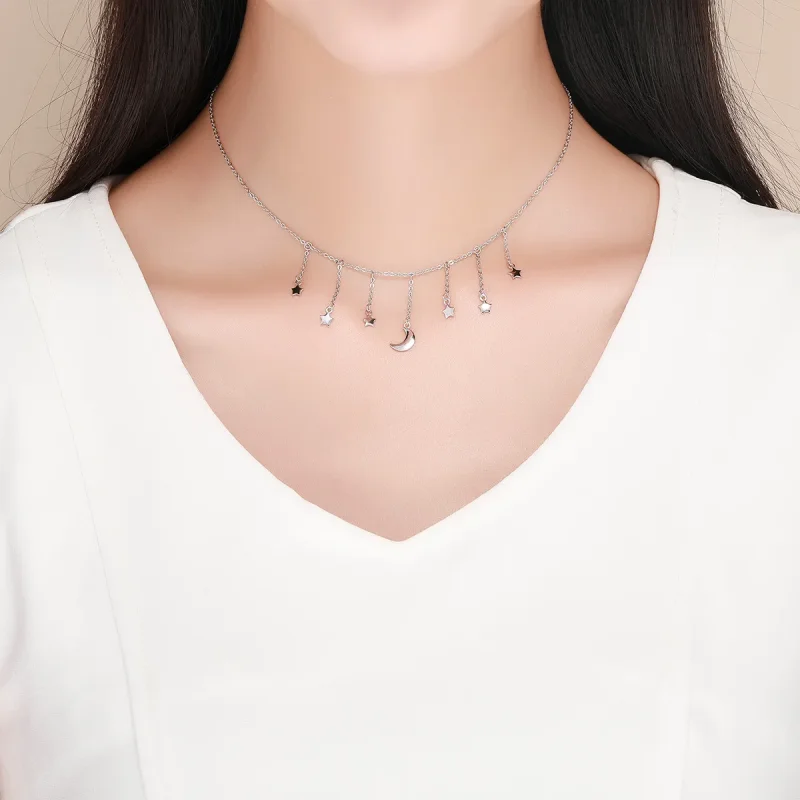 (image for) Pandora Style Silver Starry Sky Necklace - SCN301 - View 6