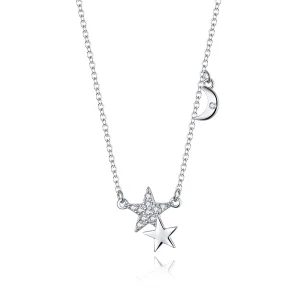 (image for) Pandora Style Silver Stars and Moon Story Necklace - SCN404