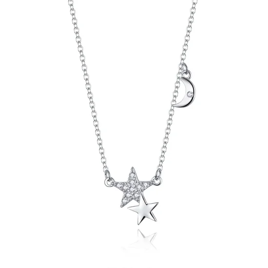 (image for) Pandora Style Silver Stars and Moon Story Necklace - SCN404