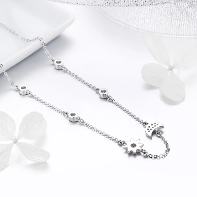 (image for) Pandora Style Silver Sun and Moon Glory Chain Necklace - SCN272 - View 3