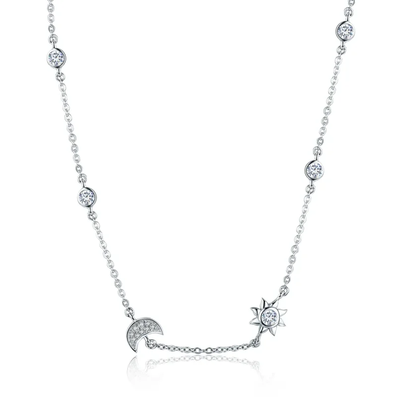(image for) Pandora Style Silver Sun and Moon Glory Chain Necklace - SCN272