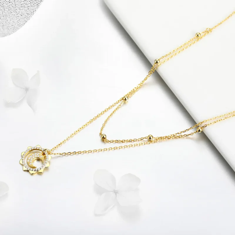 (image for) Pandora Style Silver Sun & Moon Necklace - SCN305 - View 2