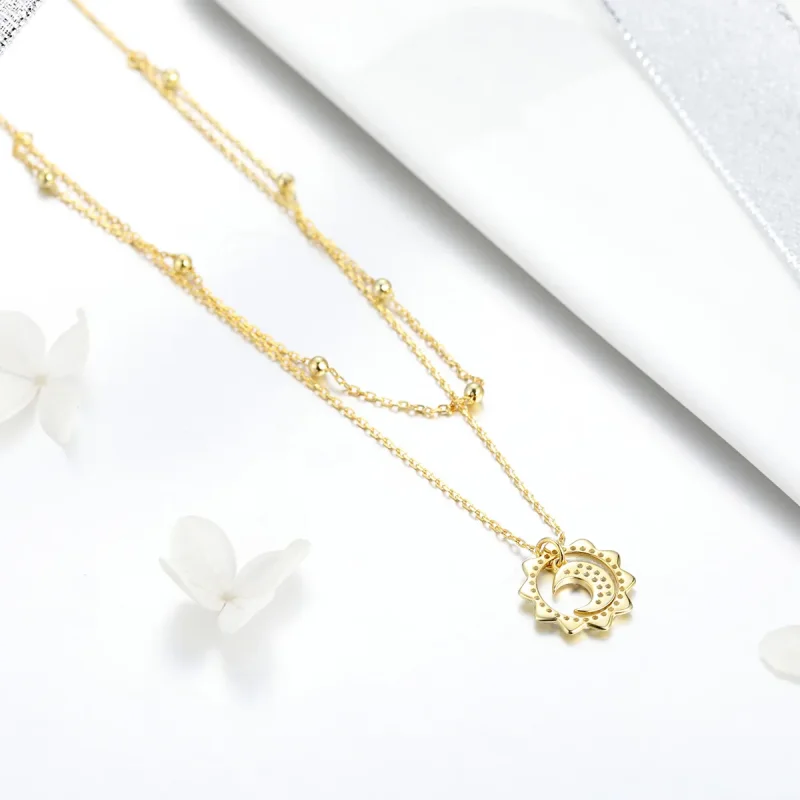 (image for) Pandora Style Silver Sun & Moon Necklace - SCN305 - View 3
