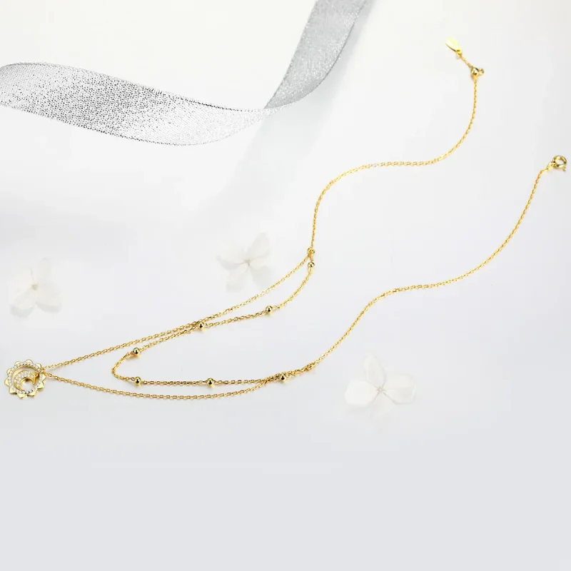 (image for) Pandora Style Silver Sun & Moon Necklace - SCN305 - View 4