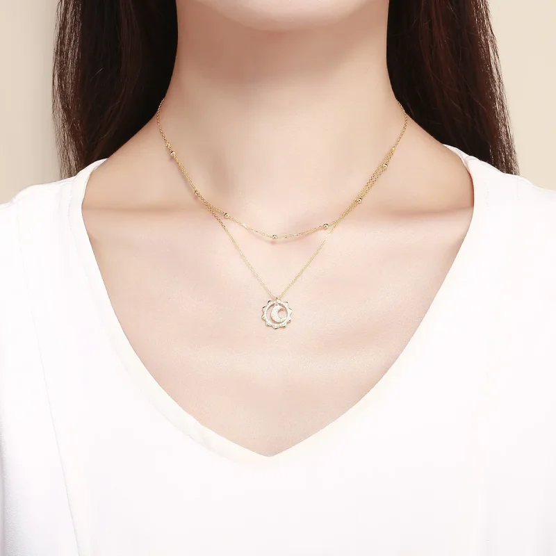 (image for) Pandora Style Silver Sun & Moon Necklace - SCN305 - View 6