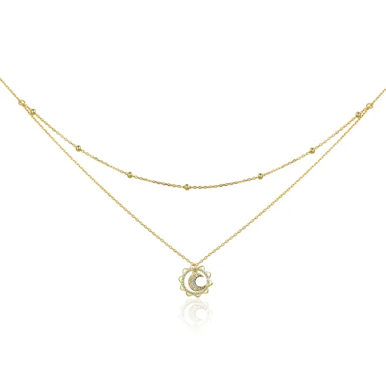 (image for) Pandora Style Silver Sun & Moon Necklace - SCN305