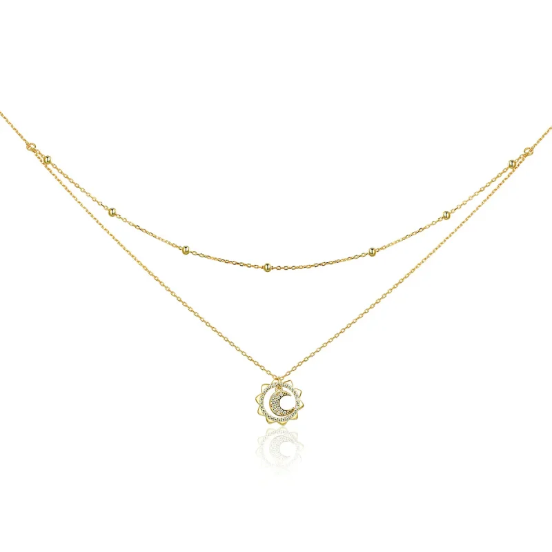 (image for) Pandora Style Silver Sun & Moon Necklace - SCN305