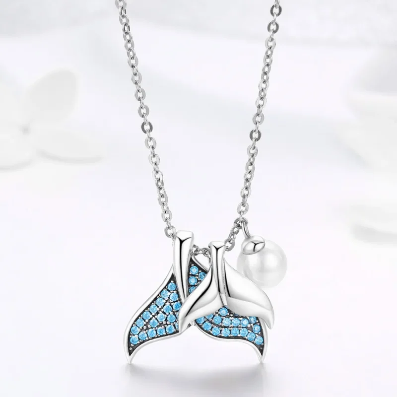 (image for) Pandora Style Silver Tears From Mermaid Necklace - SCN309 - View 2