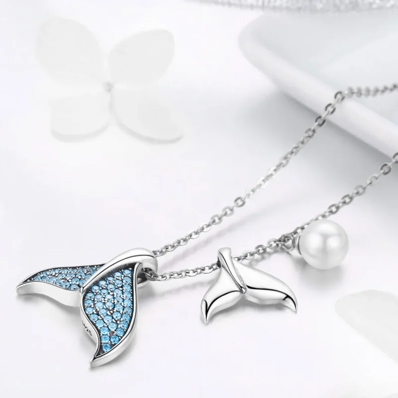 (image for) Pandora Style Silver Tears From Mermaid Necklace - SCN309 - View 3