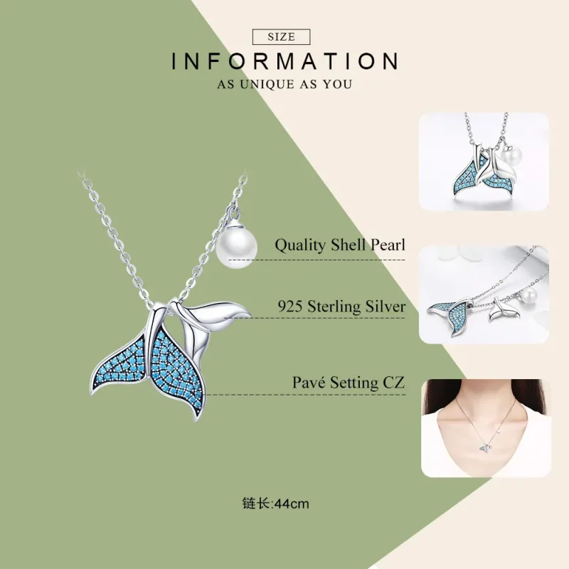 (image for) Pandora Style Silver Tears From Mermaid Necklace - SCN309 - View 4