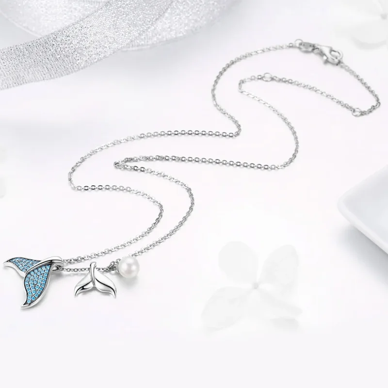 (image for) Pandora Style Silver Tears From Mermaid Necklace - SCN309 - View 5