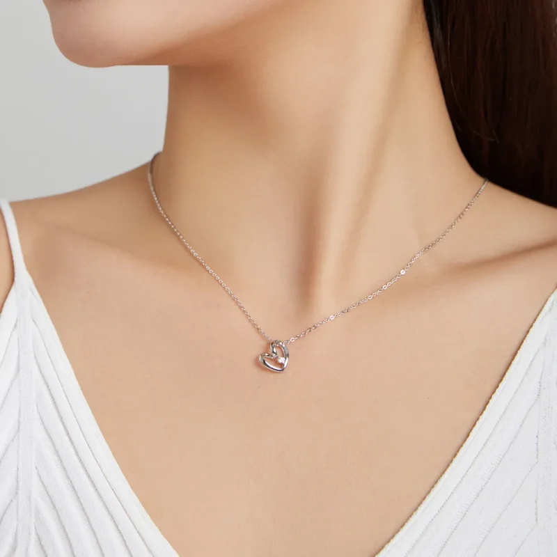 (image for) Pandora Style Silver Thanksgiving Heart Pendant Necklace - SCN450 - View 6