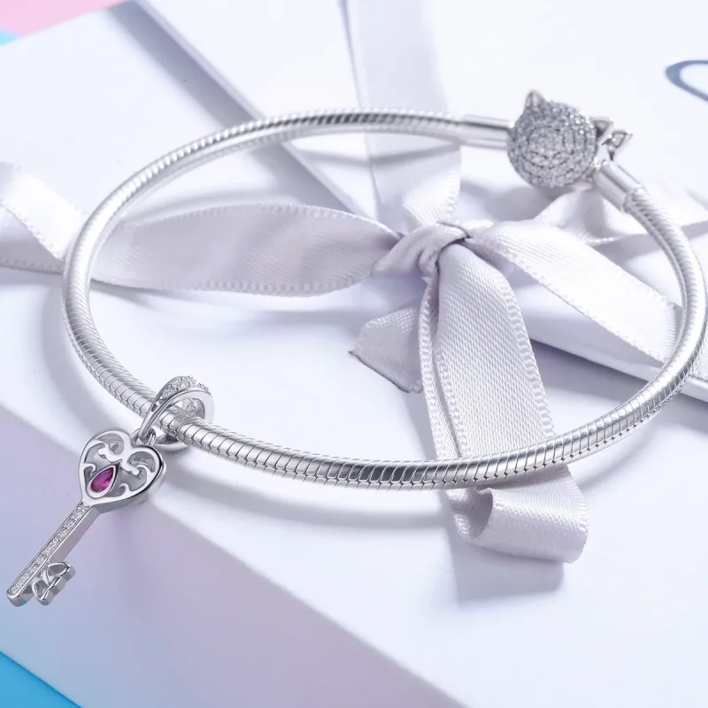 (image for) Pandora Style Silver The Key to Happiness Pendant - SCC791 - View 4