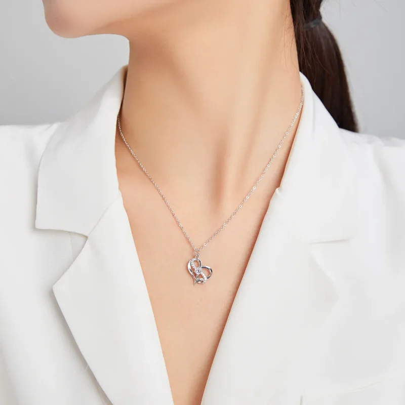 (image for) Pandora Style Silver Together forever Pendant Necklace - SCN442 - View 6