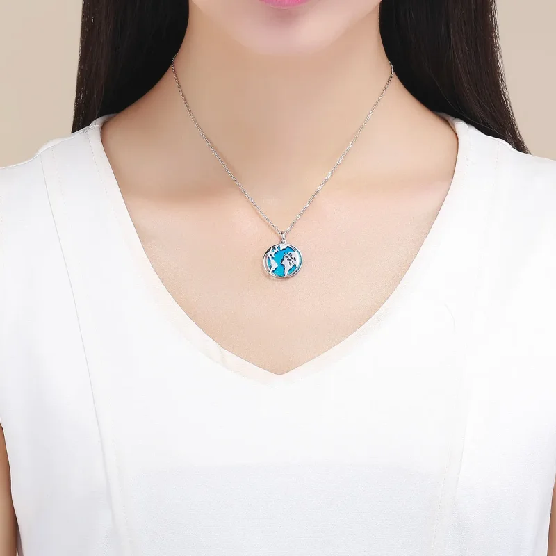 (image for) Pandora Style Silver Travel Around The World Necklace - SCN319 - View 6