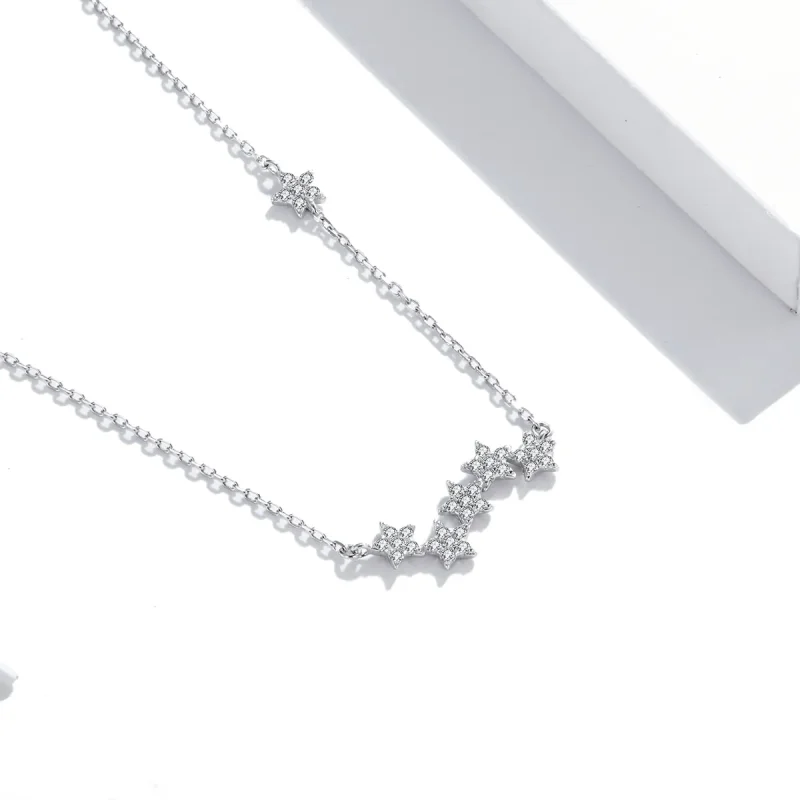 (image for) Pandora Style Silver Twinkling Stars Pendant Necklace - SCN419 - View 3