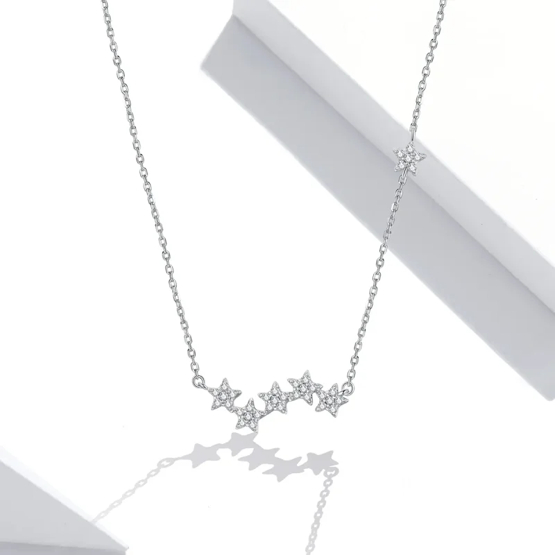 (image for) Pandora Style Silver Twinkling Stars Pendant Necklace - SCN419 - View 5