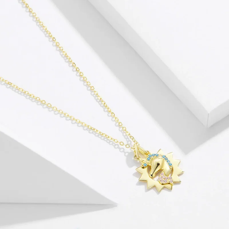 (image for) Pandora Style Silver Unicorn Necklace - SCN337 - View 3