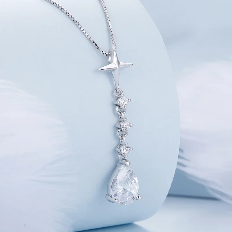 (image for) Pandora Style Starburst Water Drop Necklace - BSN259 - View 2