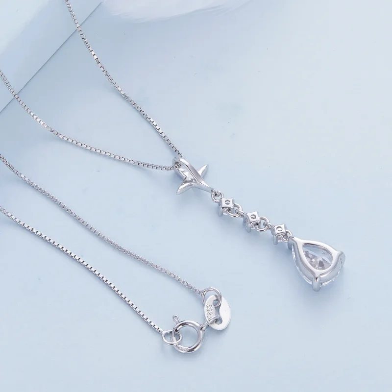 (image for) Pandora Style Starburst Water Drop Necklace - BSN259 - View 4