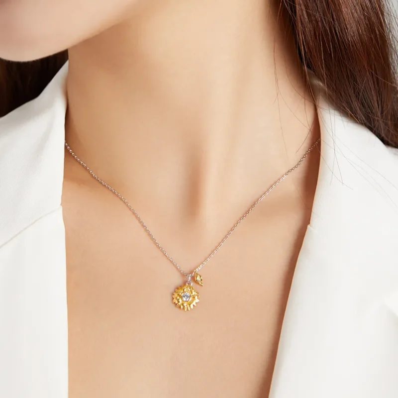 (image for) Pandora Style Sun Flower Necklace - BSN212 - View 7
