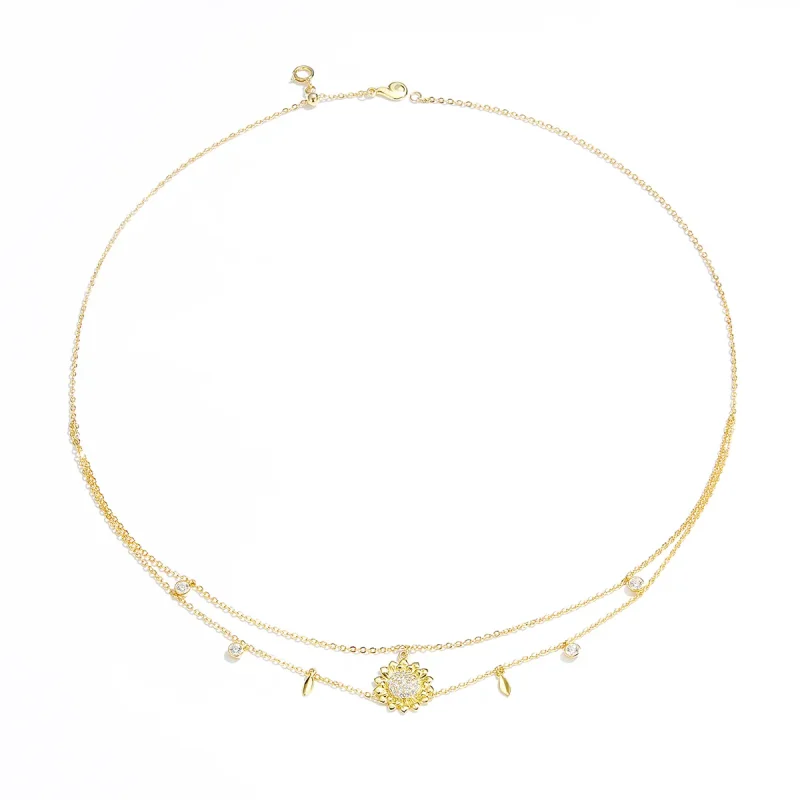 (image for) Pandora Style Sunflower Necklace - BSN146 - View 3