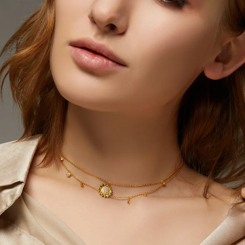 (image for) Pandora Style Sunflower Necklace - BSN146 - View 6
