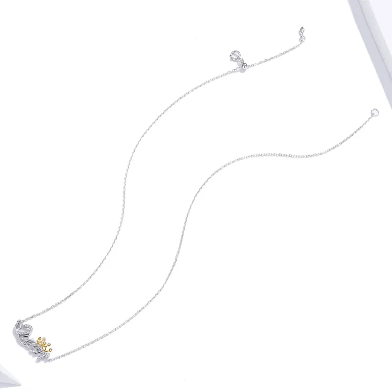 (image for) Pandora Style Two Tone Bicolor Queen Pendant Necklace - SCN435 - View 4
