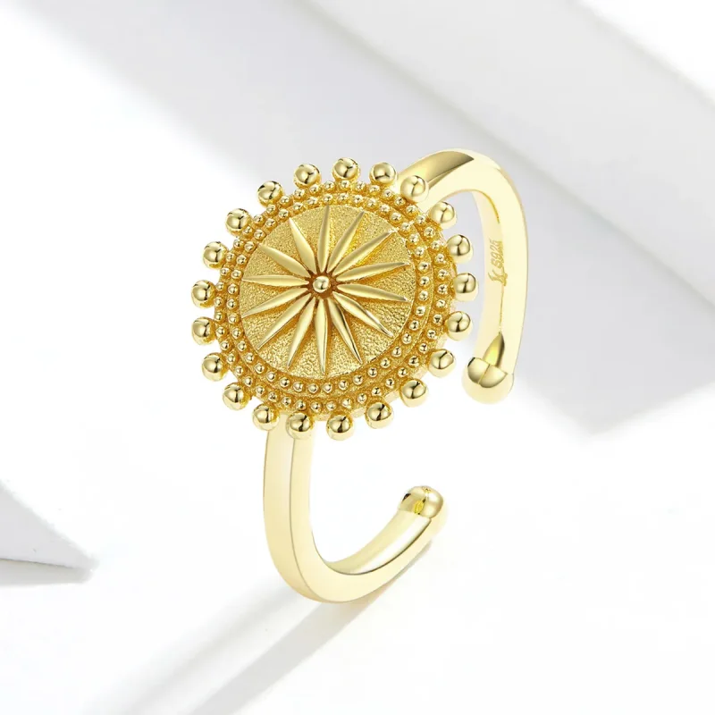(image for) Pandora Style 18ct Gold Plated Starry Open Ring - SCR580 - View 4