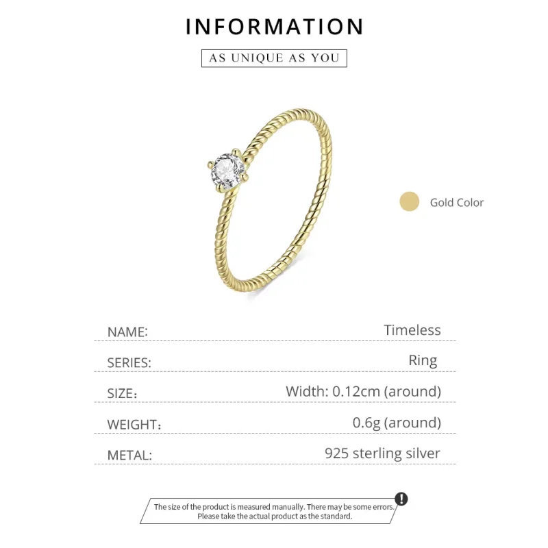 (image for) Pandora Style 18ct Gold Plated Timeless Ring - SCR716 - View 8