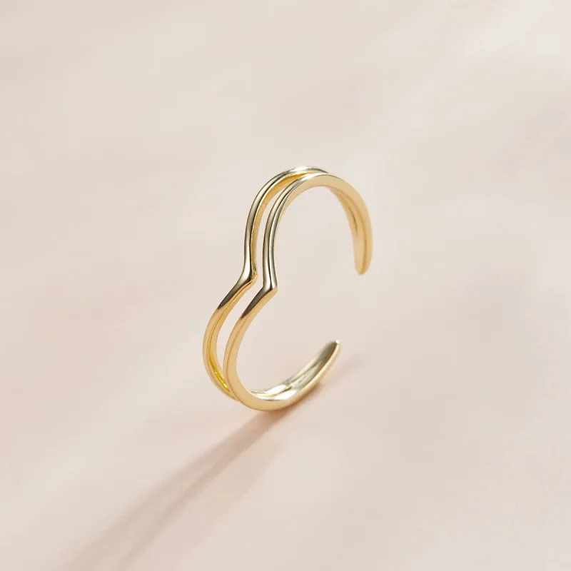 (image for) Pandora Style 18ct Gold Plated Wish Open Ring - SCR713 - View 2