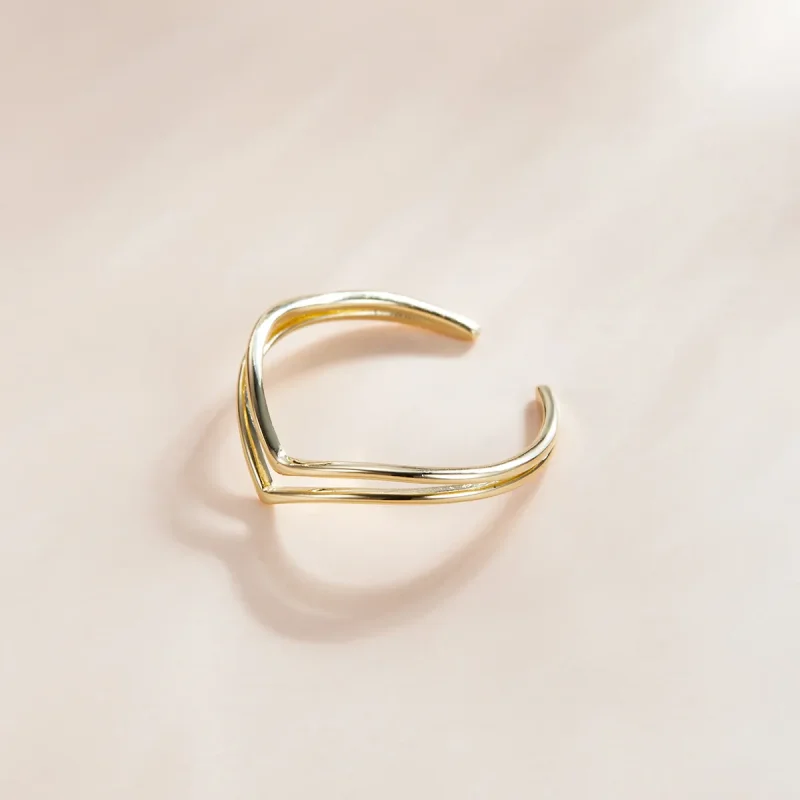 (image for) Pandora Style 18ct Gold Plated Wish Open Ring - SCR713 - View 3
