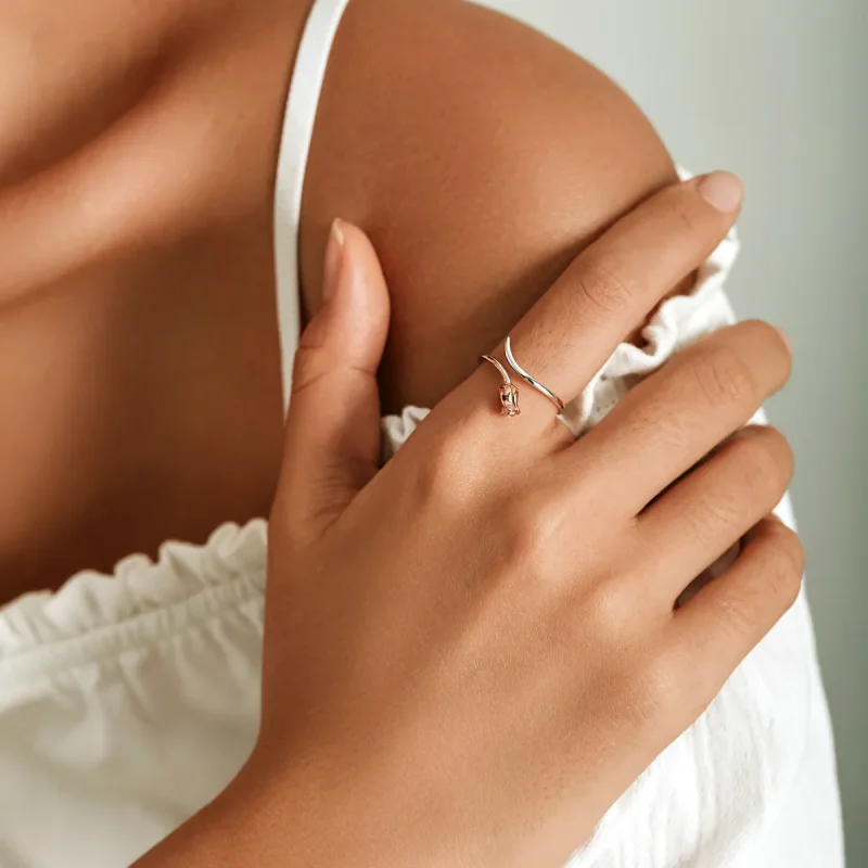 (image for) Pandora Style A Rose Open Ring - SCR761 - View 5