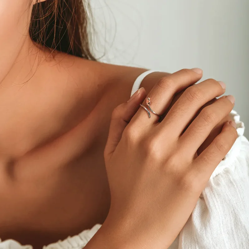 (image for) Pandora Style A Rose Open Ring - SCR761 - View 8