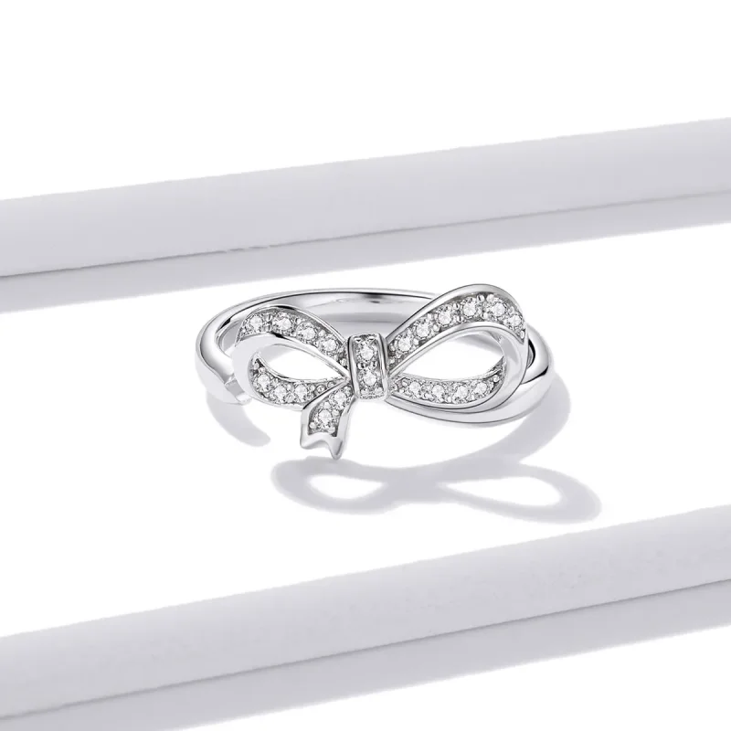 (image for) Pandora Style Bow Ribbon Open Ring - BSR158 - View 3