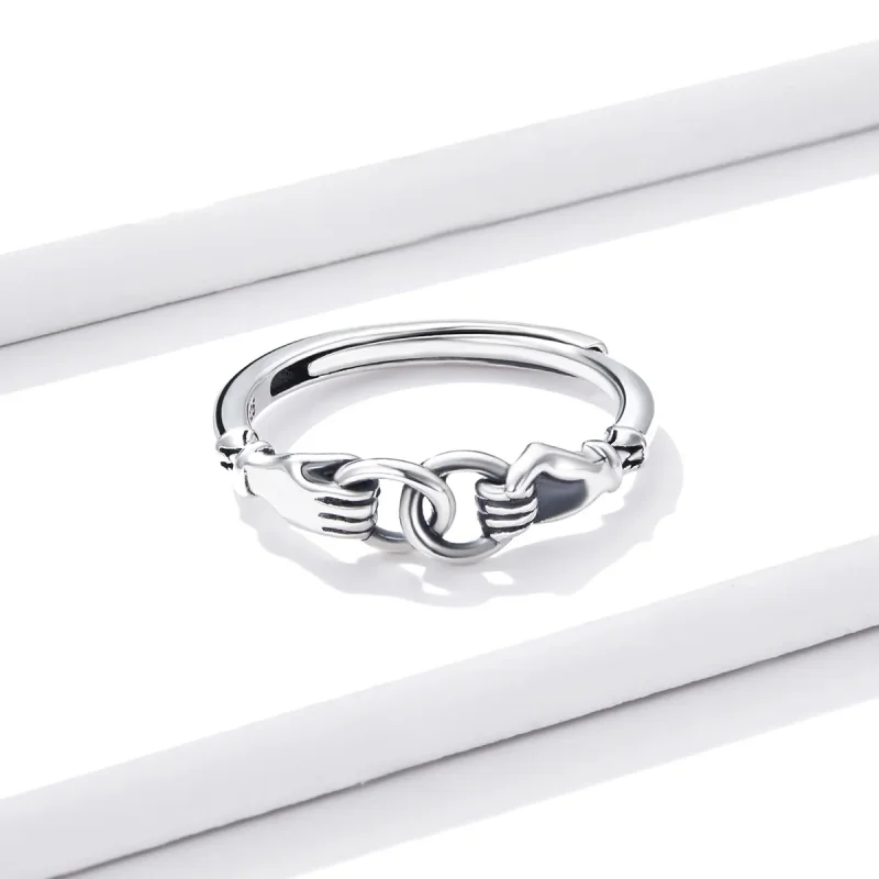 (image for) Pandora Style Chain of Hands Ring - BSR183 - View 3
