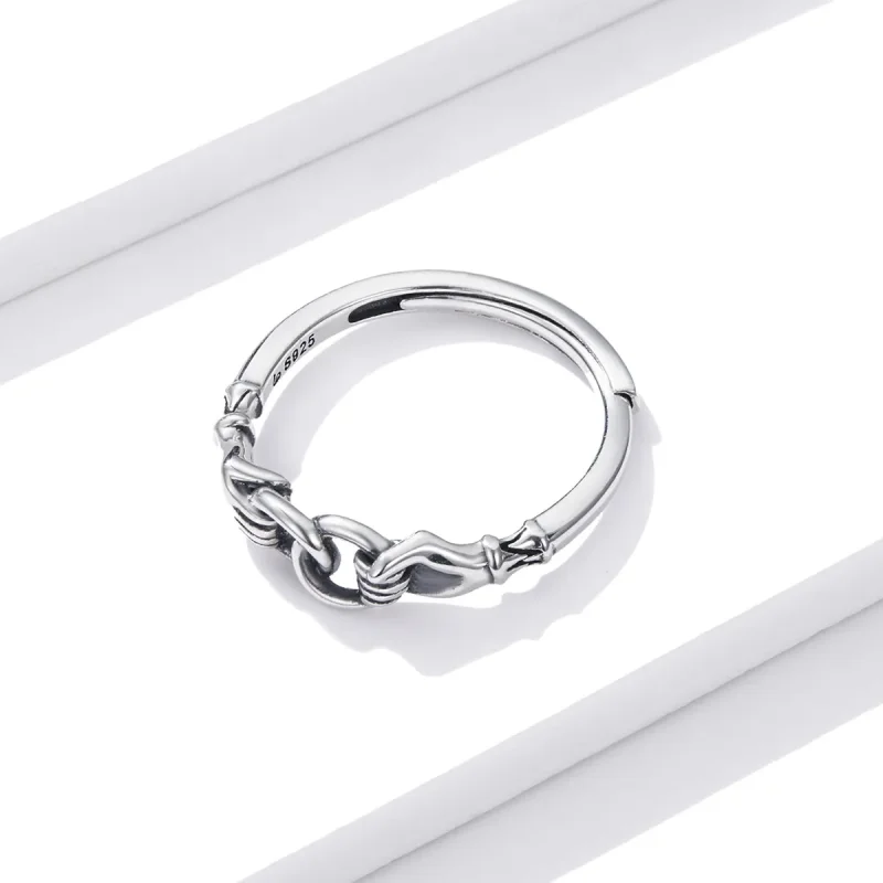 (image for) Pandora Style Chain of Hands Ring - BSR183 - View 4