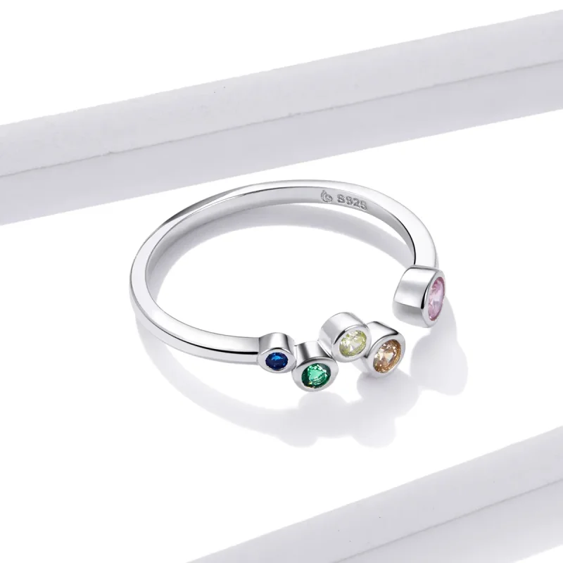 (image for) Pandora Style Colorful Bubbles Open Ring - BSR149 - View 4