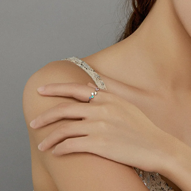 (image for) Pandora Style Colorful Bubbles Open Ring - BSR149 - View 7