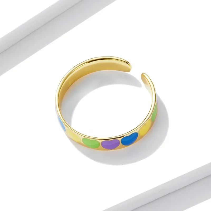 (image for) Pandora Style Colorful Hearts Open Ring - BSR222 - View 3