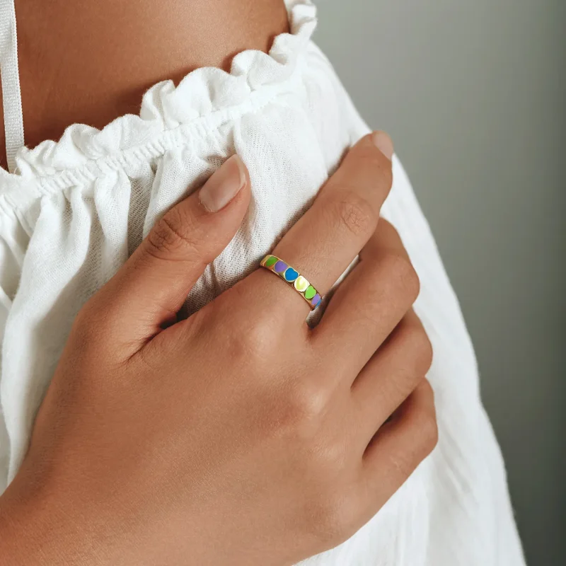 (image for) Pandora Style Colorful Hearts Open Ring - BSR222 - View 6