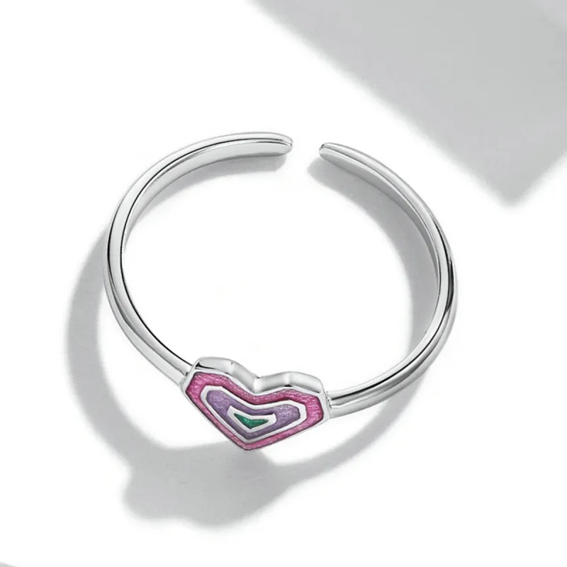 (image for) Pandora Style Colorful Hearts Open Ring - SCR775 - View 4