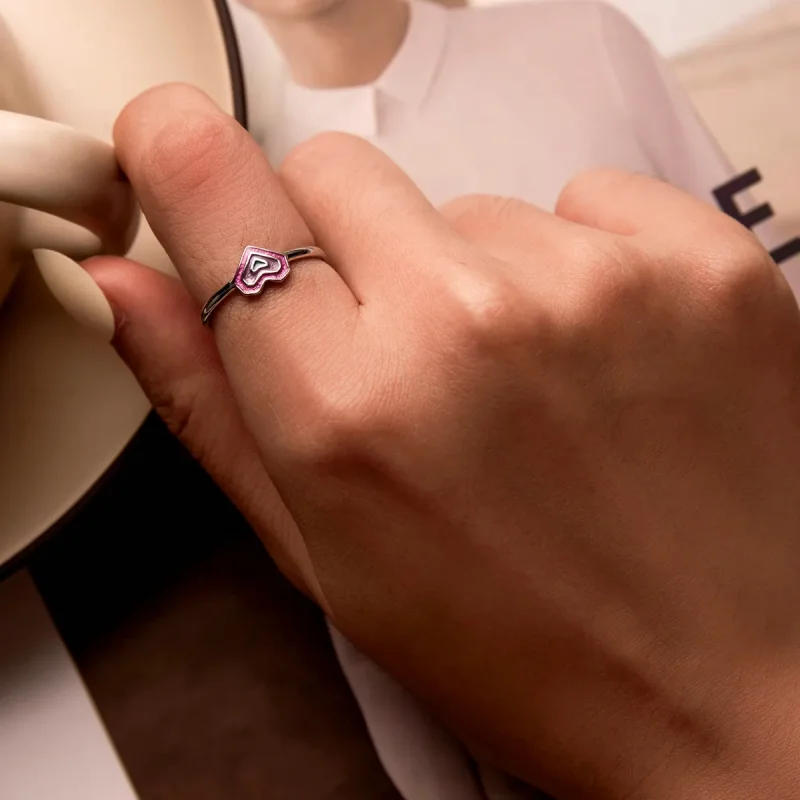 (image for) Pandora Style Colorful Hearts Open Ring - SCR775 - View 6