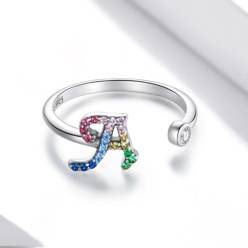 (image for) Pandora Style Colorful Letter-A Open Ring - SCR723-A - View 3