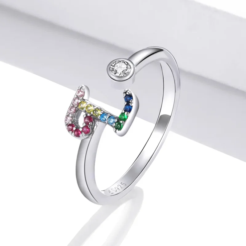 (image for) Pandora Style Colorful Letter-L Open Ring - SCR723-L - View 2