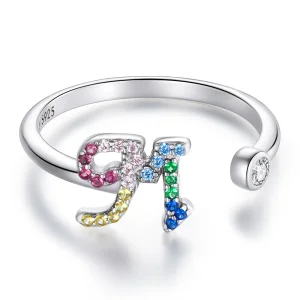 (image for) Pandora Style Colorful Letter-M Open Ring - SCR723-M