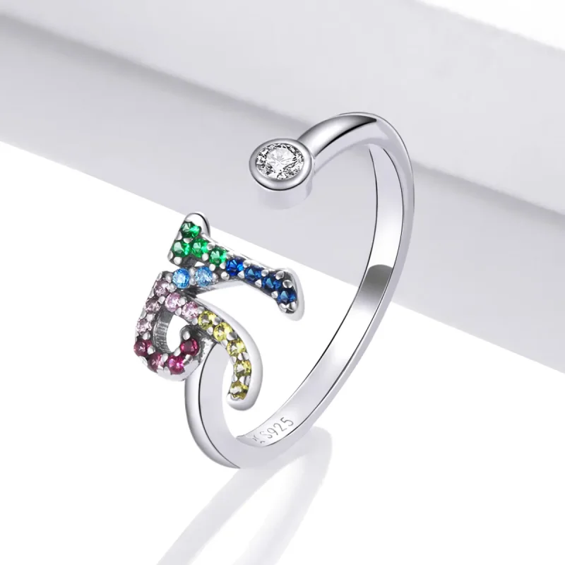 (image for) Pandora Style Colorful Letter-N Open Ring - SCR723-N - View 2