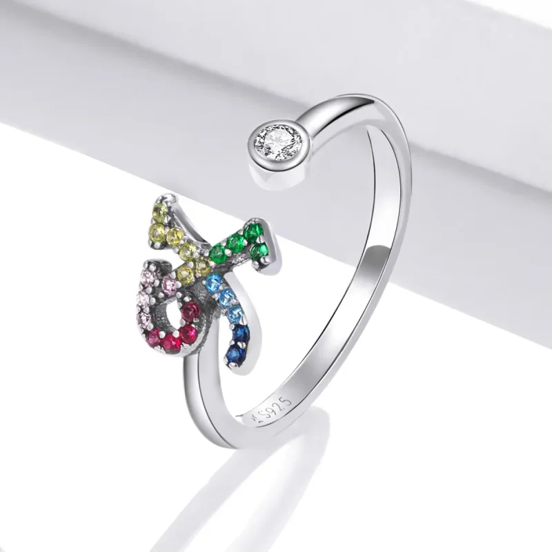 (image for) Pandora Style Colorful Letter-X Open Ring - SCR723-X - View 2